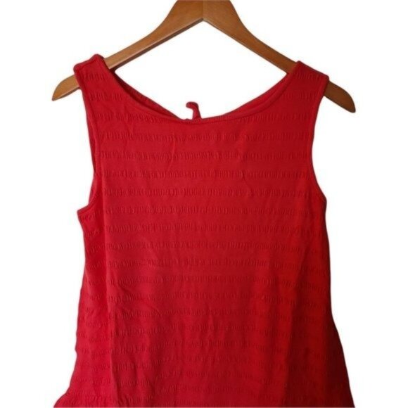 Anthropologie Flounced Open-Back Mini Dress Teaberry Coral L Large NWT Texturize - Picture 7 of 14